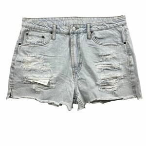 Vanilla Star high rise shortie distressed cut off denim shorts size 13 womens 31